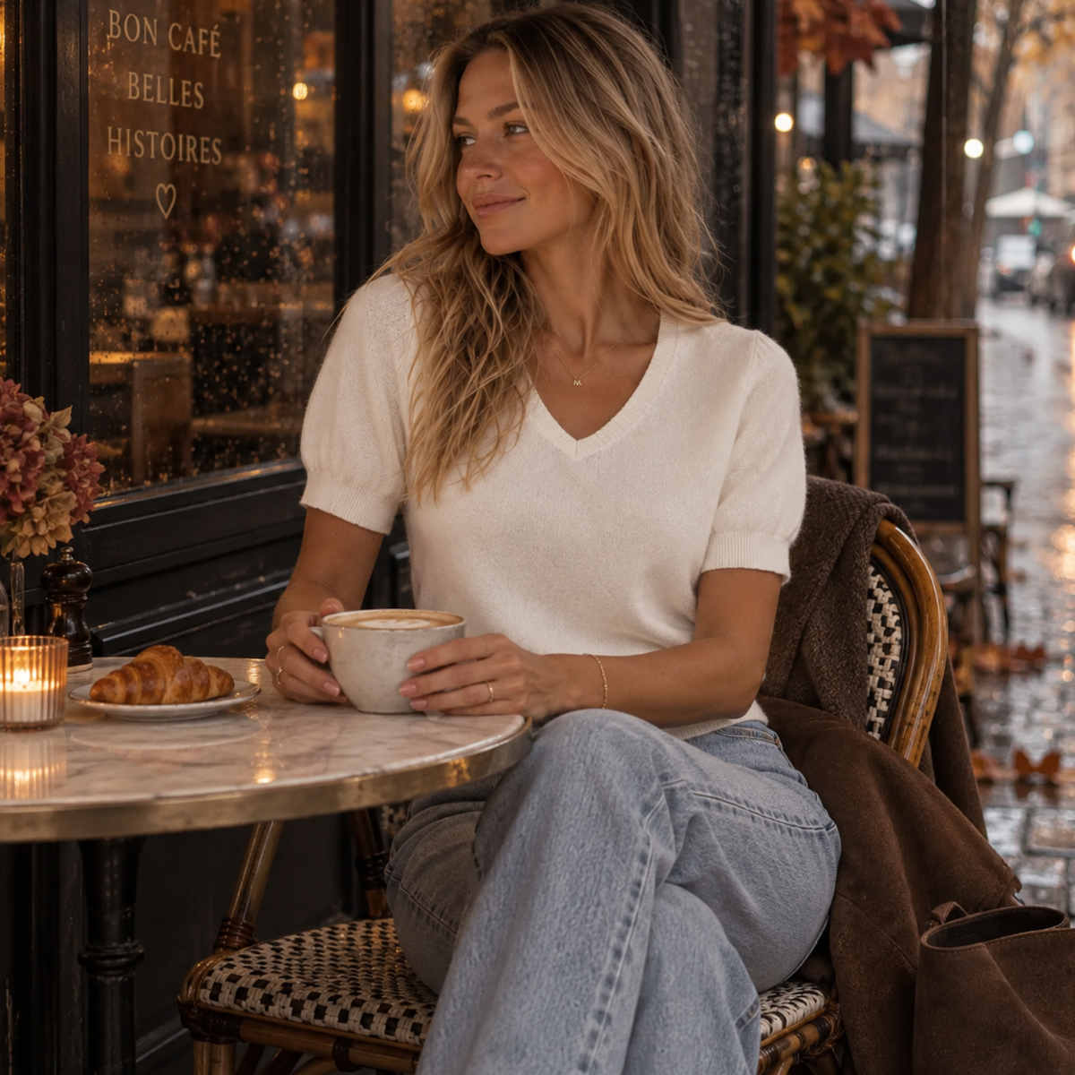 Vienna V-Neck Sweatervest White