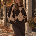 Diamond Sweater Pink & Brown