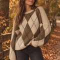 Diamond Sweater Brown & Beige