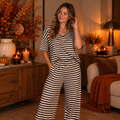 Comfy Set Striped Chocolate Brown