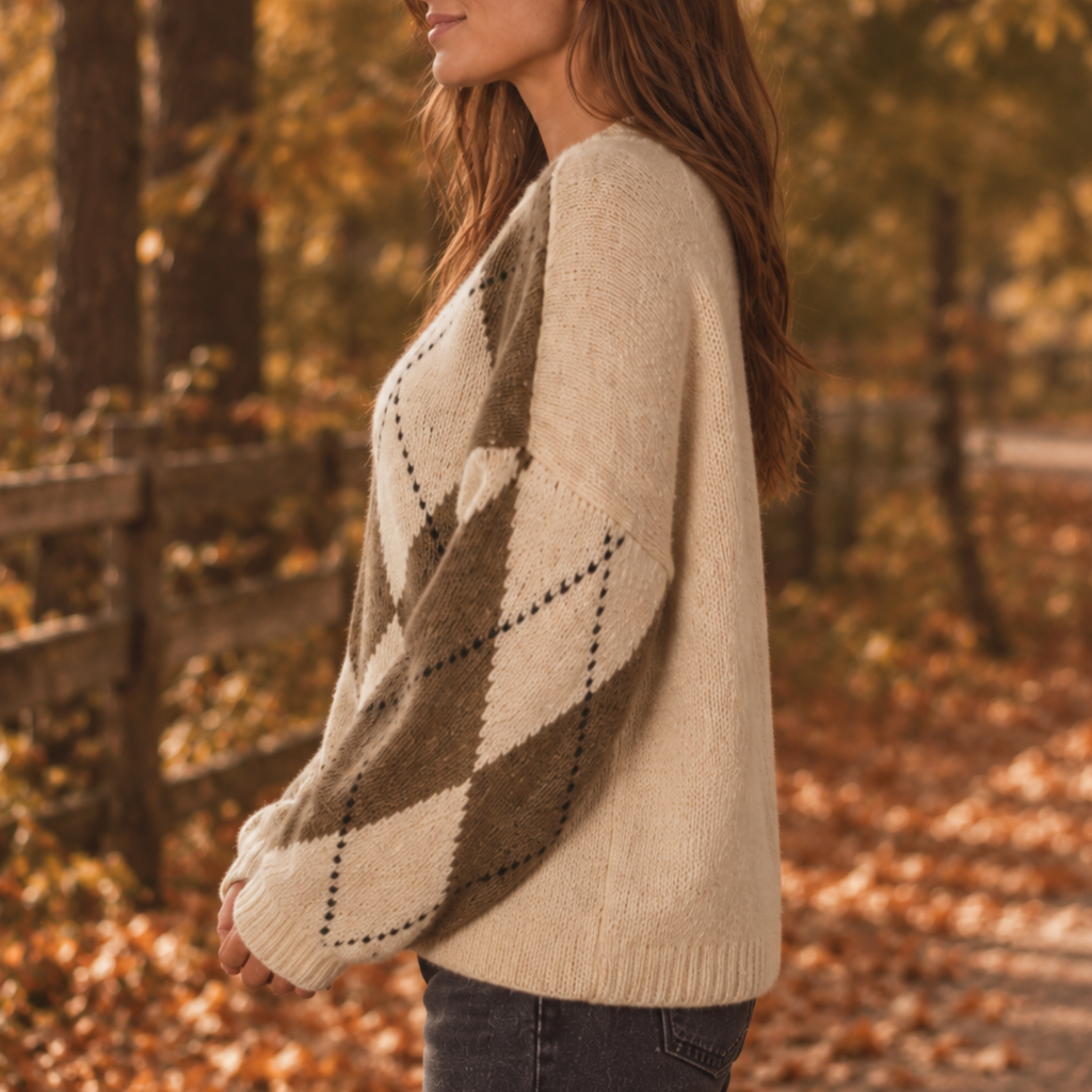 Diamond Sweater Brown & Beige