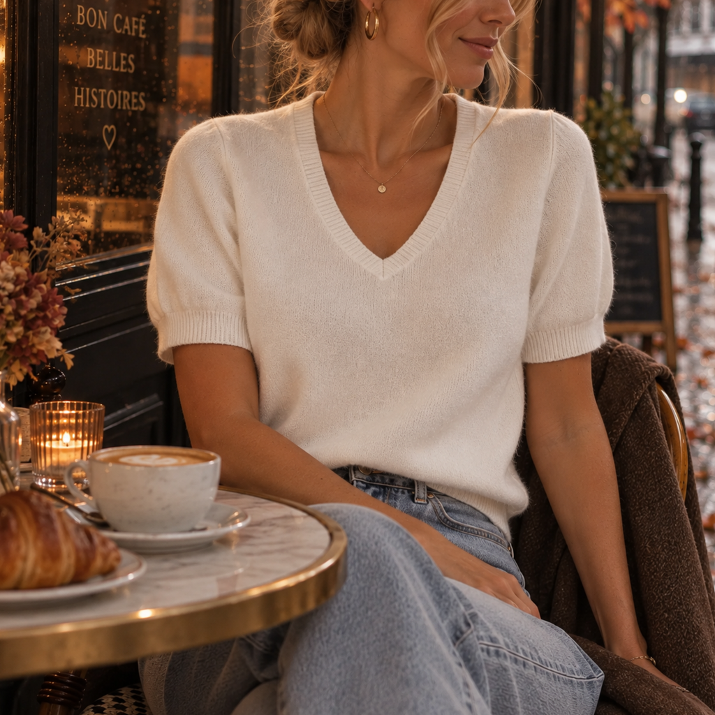 Vienna V-Neck Sweatervest White