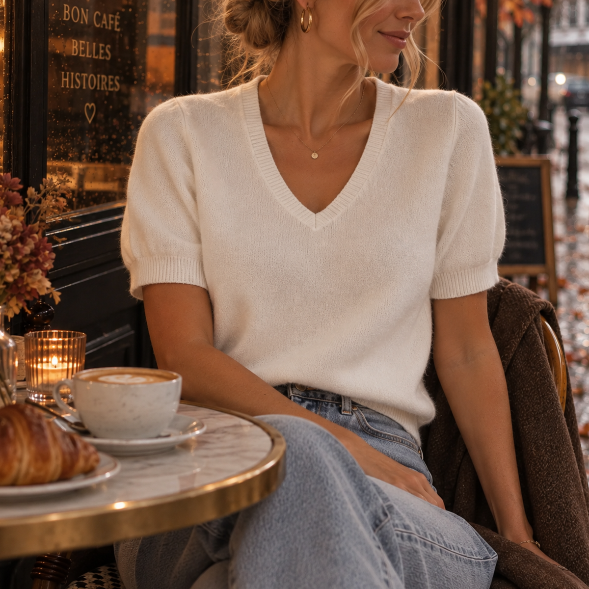 Vienna V-Neck Sweatervest White