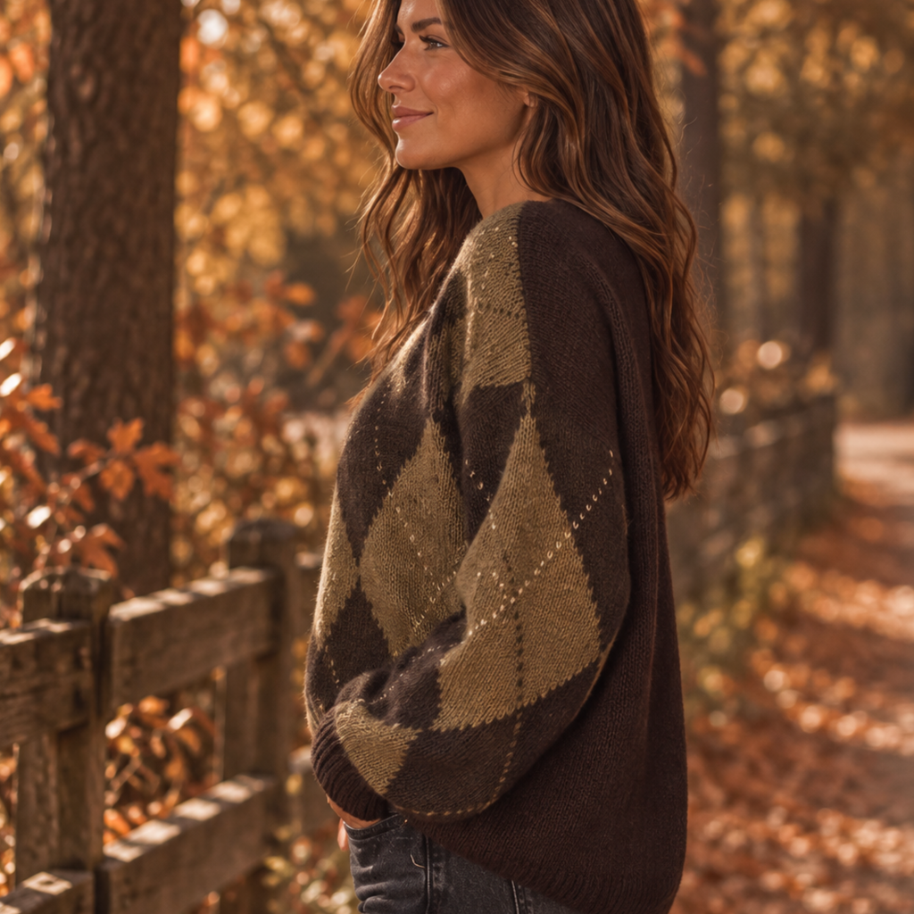 Diamond Sweater Brown & Kaki