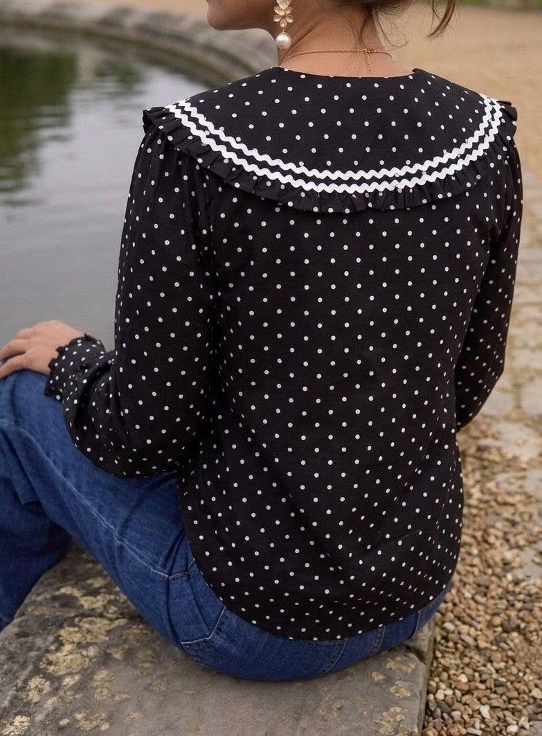 Polka Blouse Black