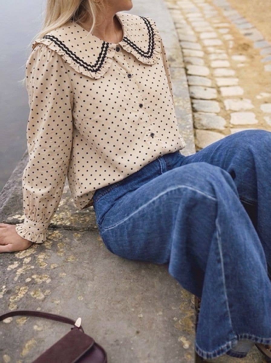 Polka Blouse Beige