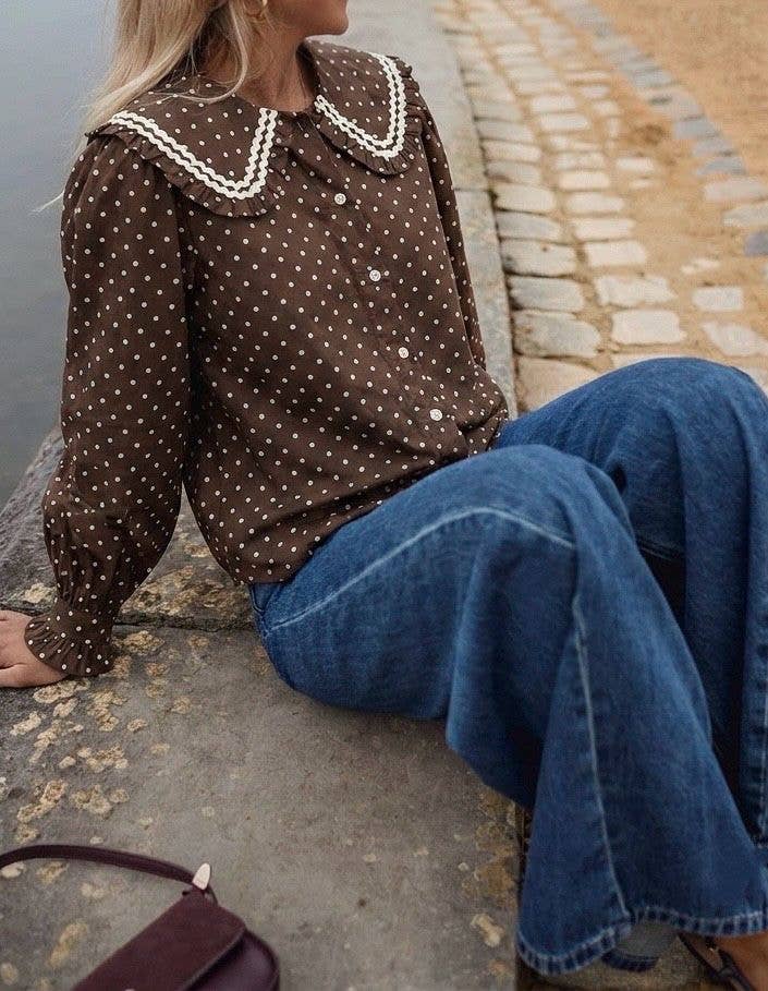 Polka Blouse Brown