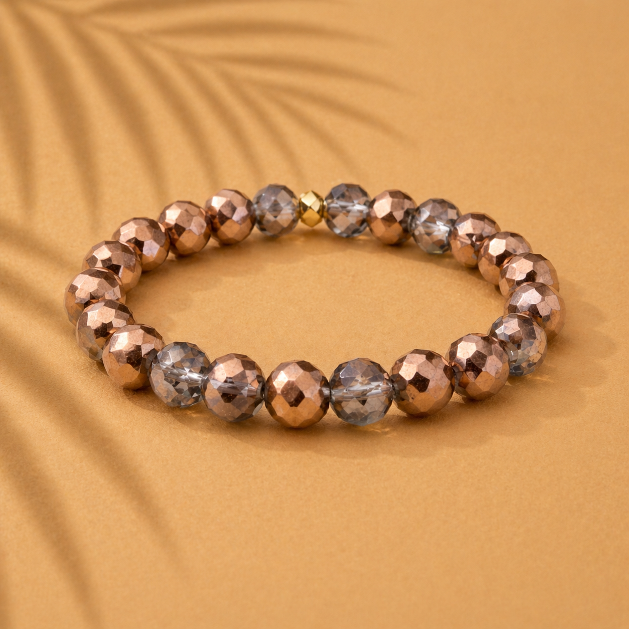 Orange and Gray Beaded Bracelet