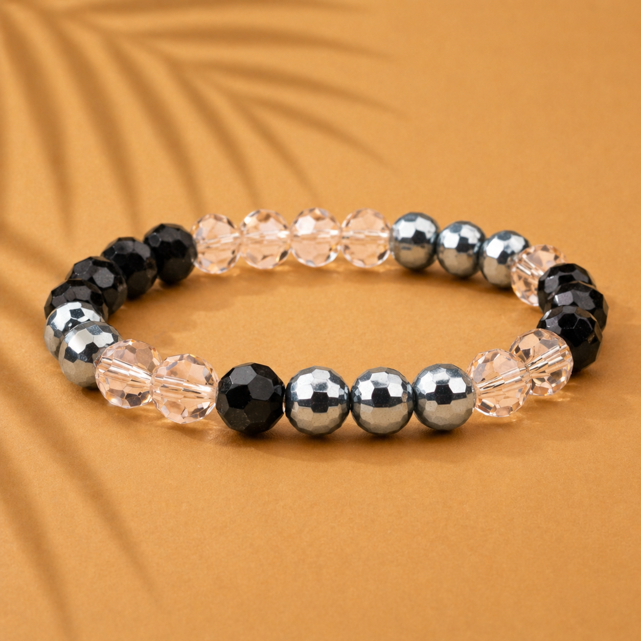 Black and Pink Beaded Bracelet