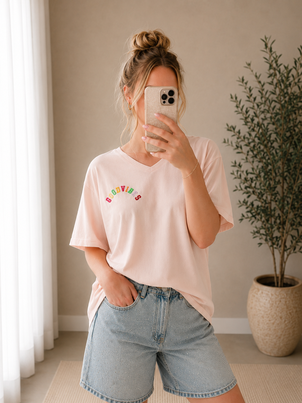 Good Vibes Sweatshirt Baby Pink