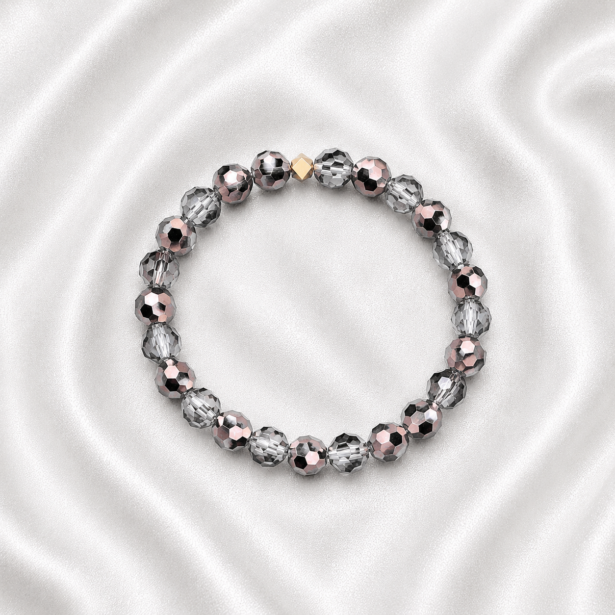 Rose Gold and Gray Beaded Bracelet