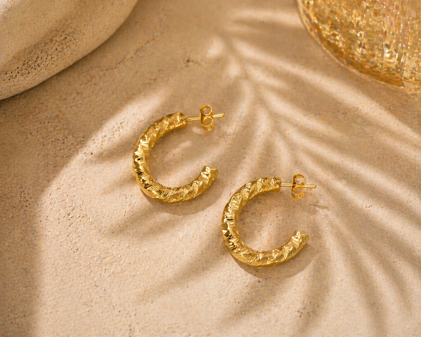 C-Shaped Twist Hoop Earrings