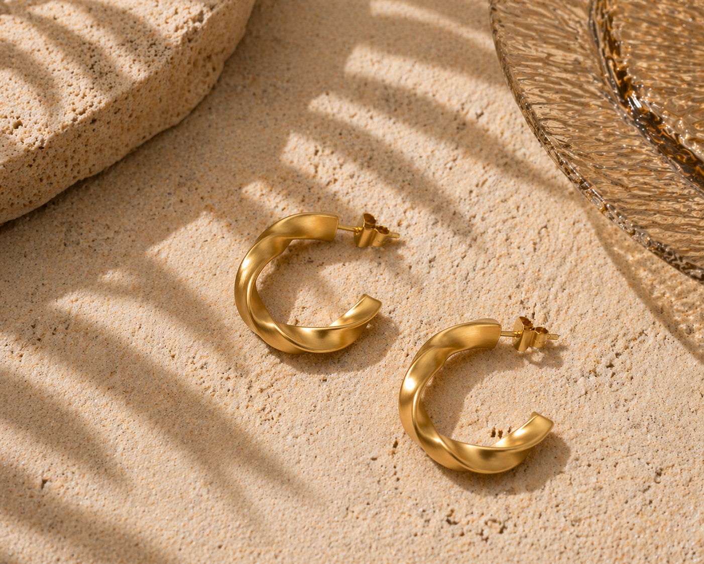 C-Shaped Chunky Twist Hoops