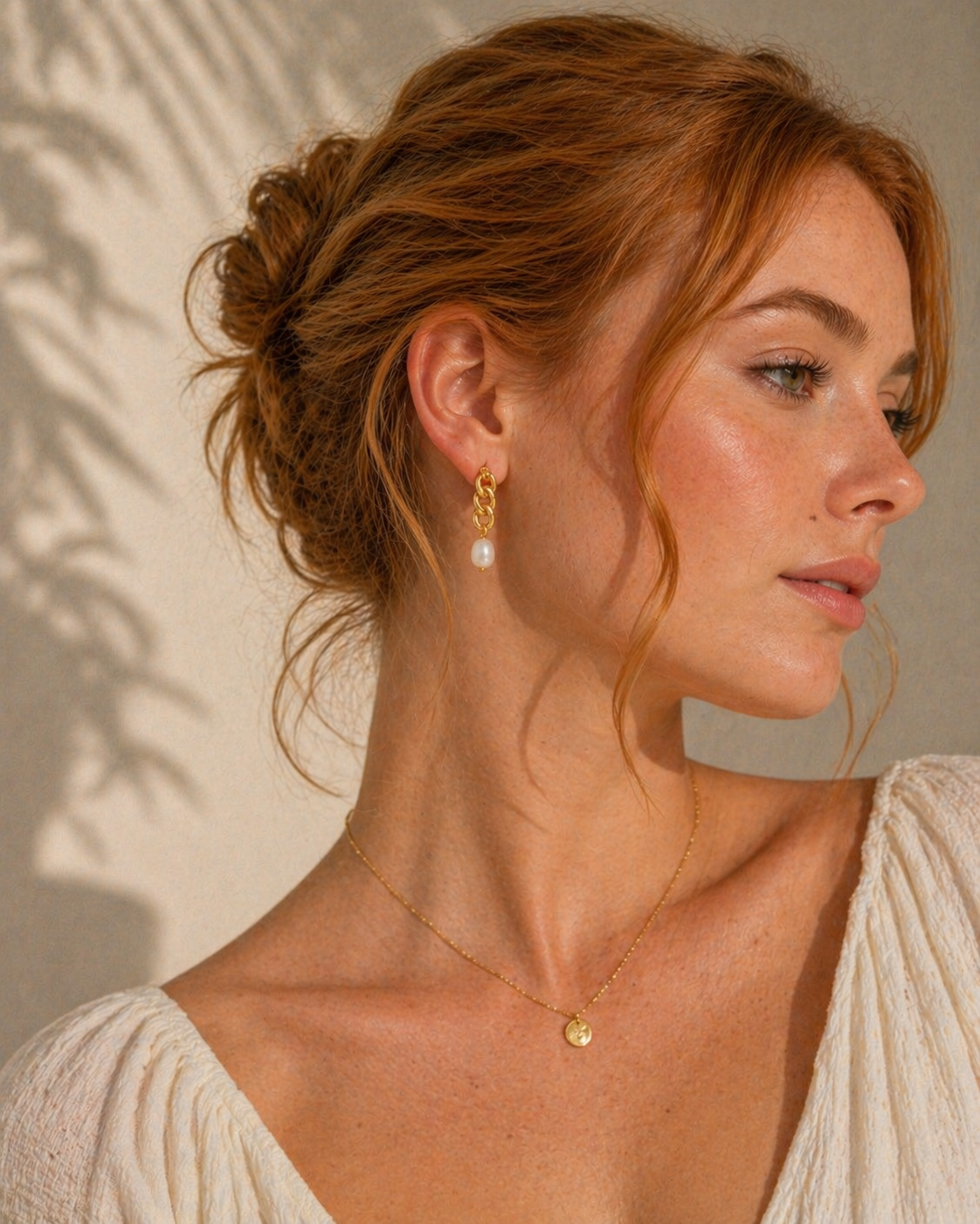 Curb Chain Pearl Earrings