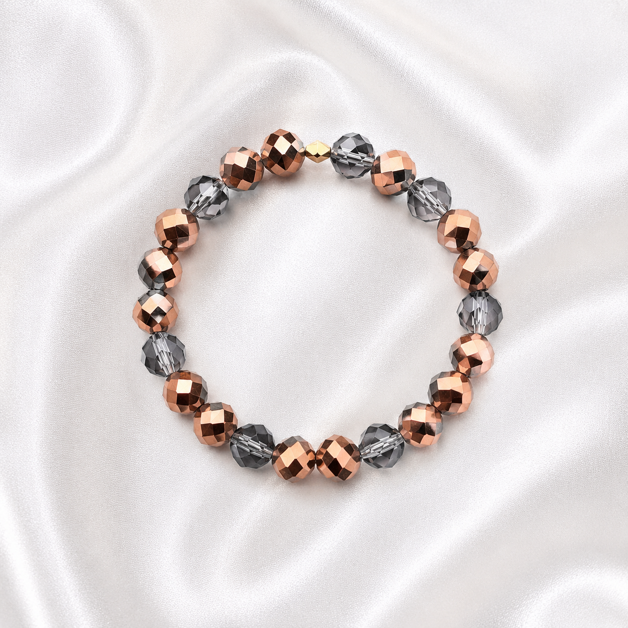 Orange and Gray Beaded Bracelet