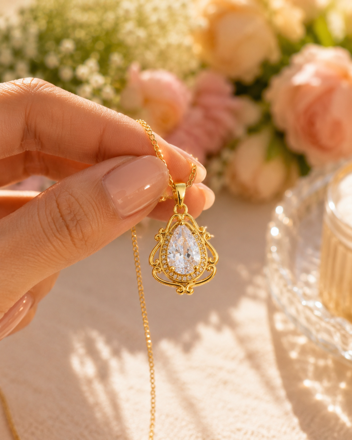 Vintage Baroque Teardrop Necklace