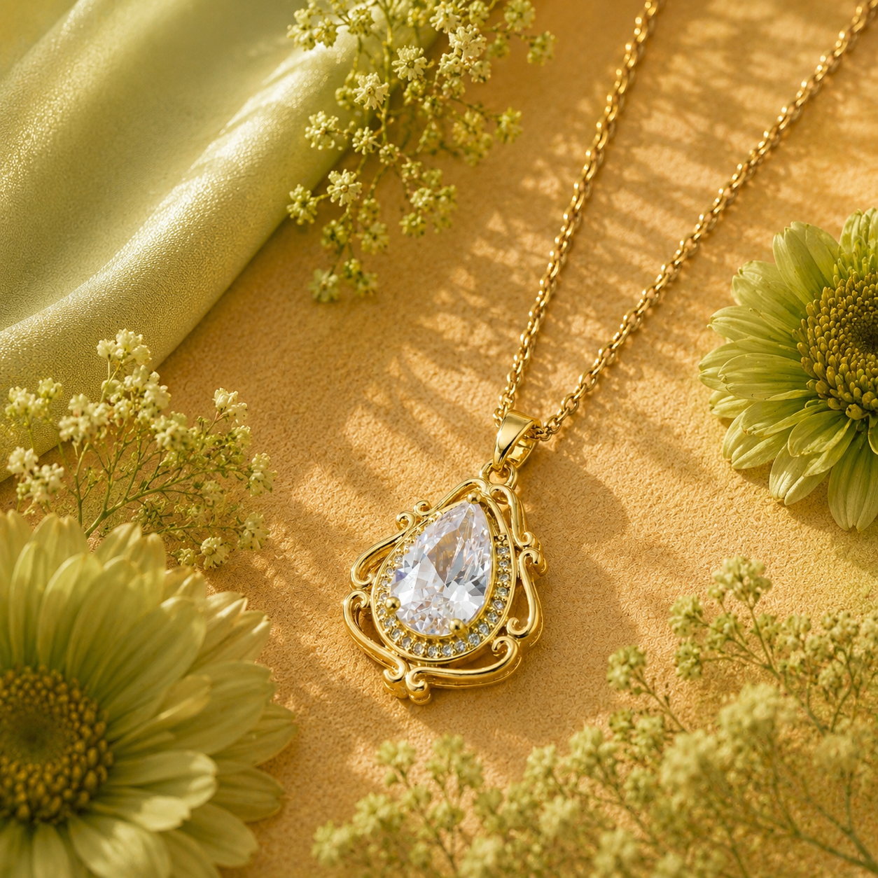 Vintage Baroque Teardrop Necklace
