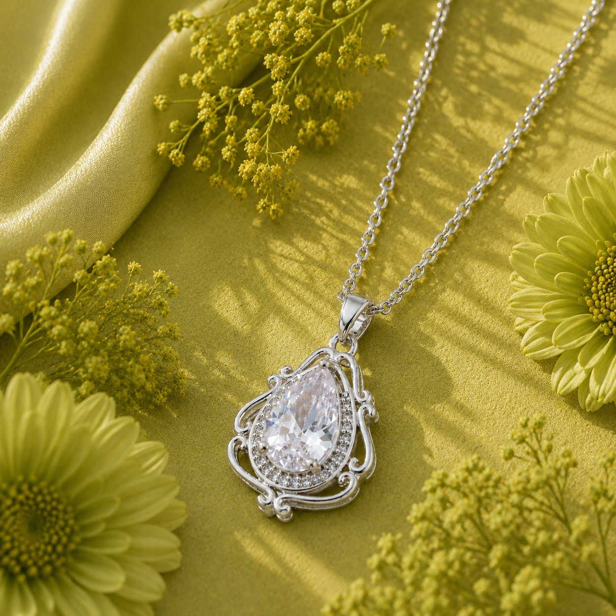 Vintage Baroque Teardrop Necklace