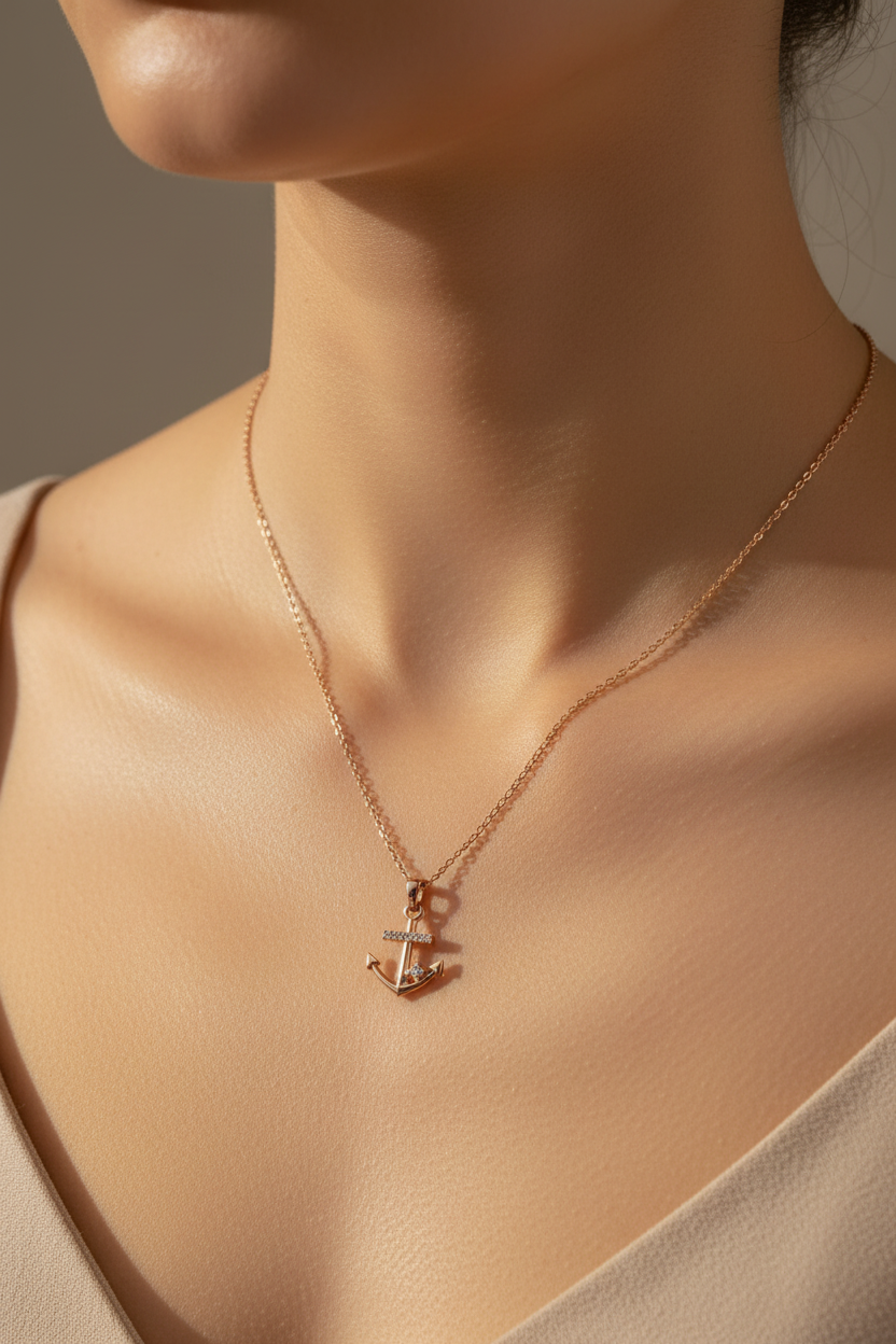 Anker Ketting Roségoud op Model