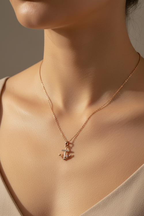 Anker Ketting Roségoud op Model