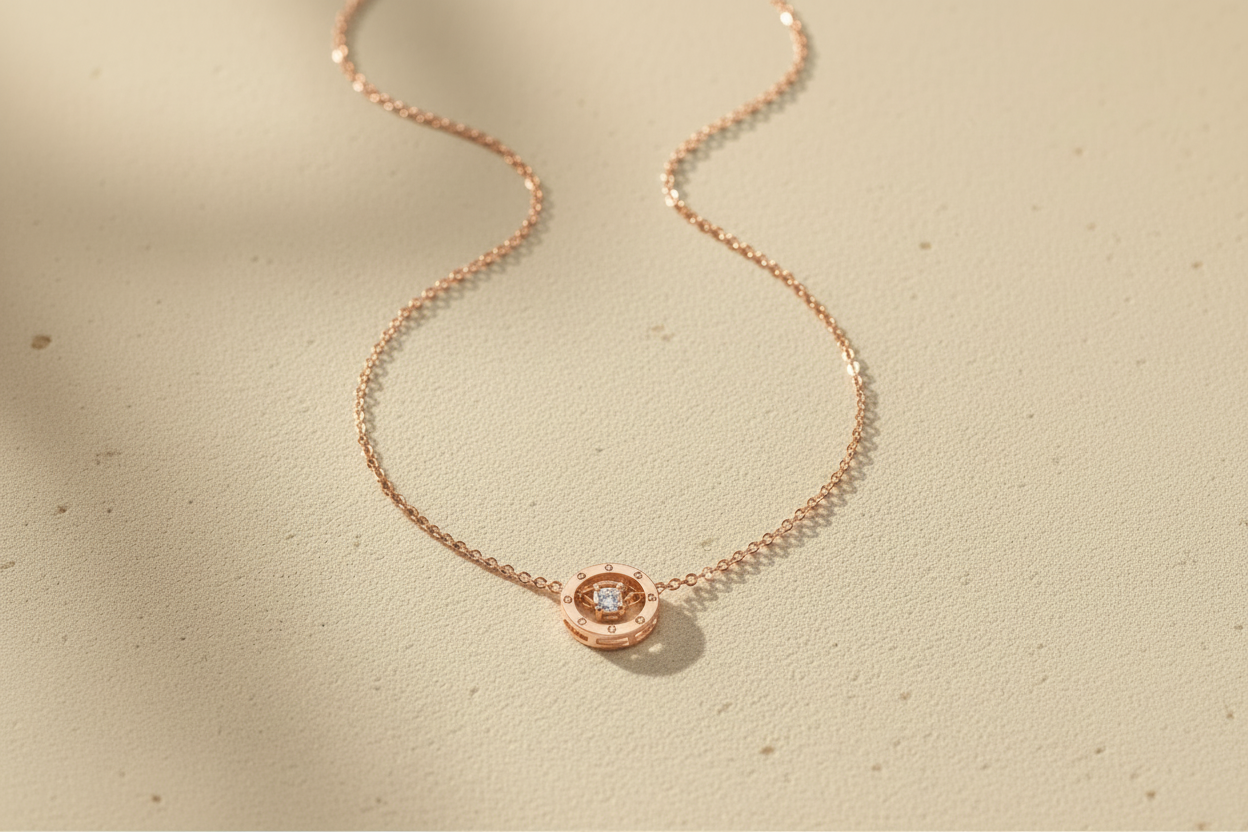Cirkel ketting roségoud