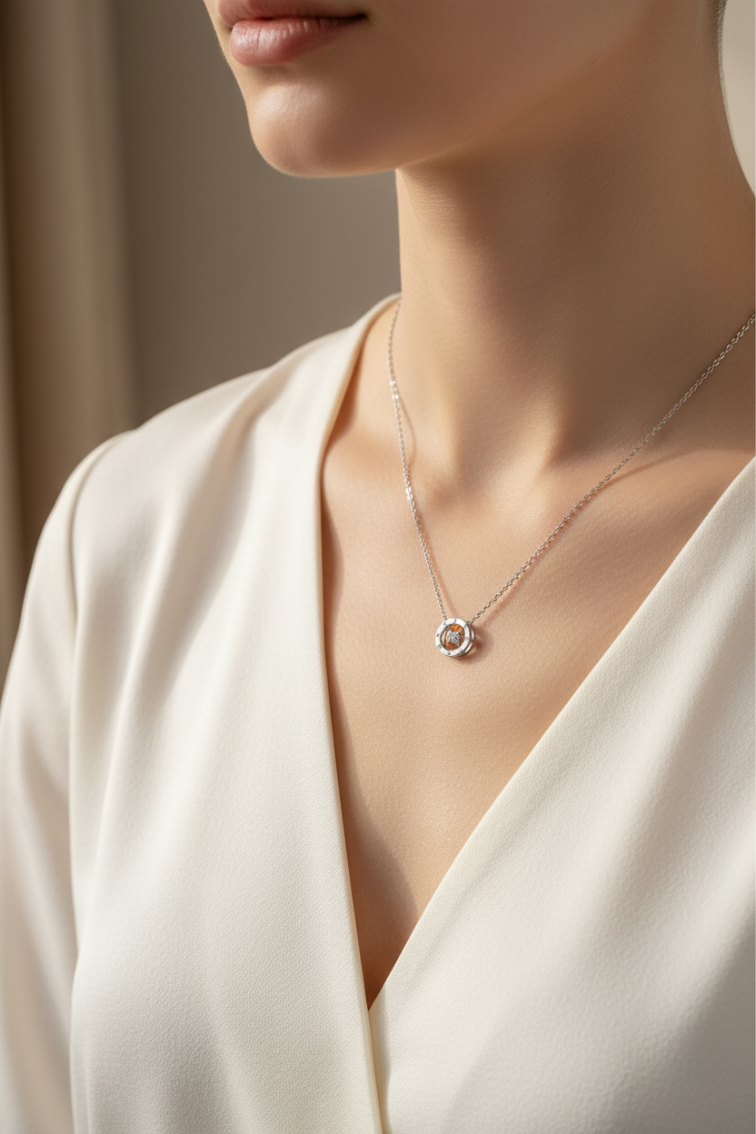 Cirkel Ketting Zilver op Model