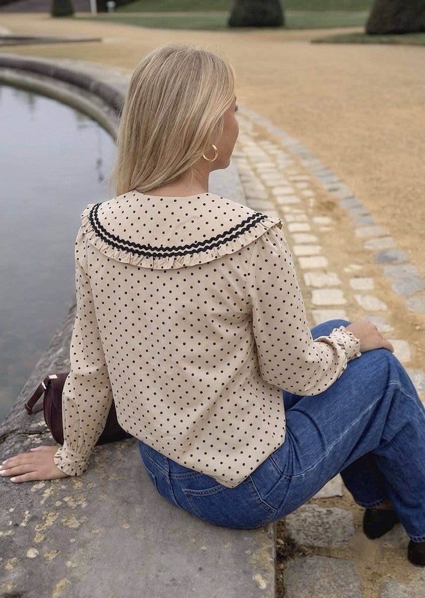 Polka Blouse Beige