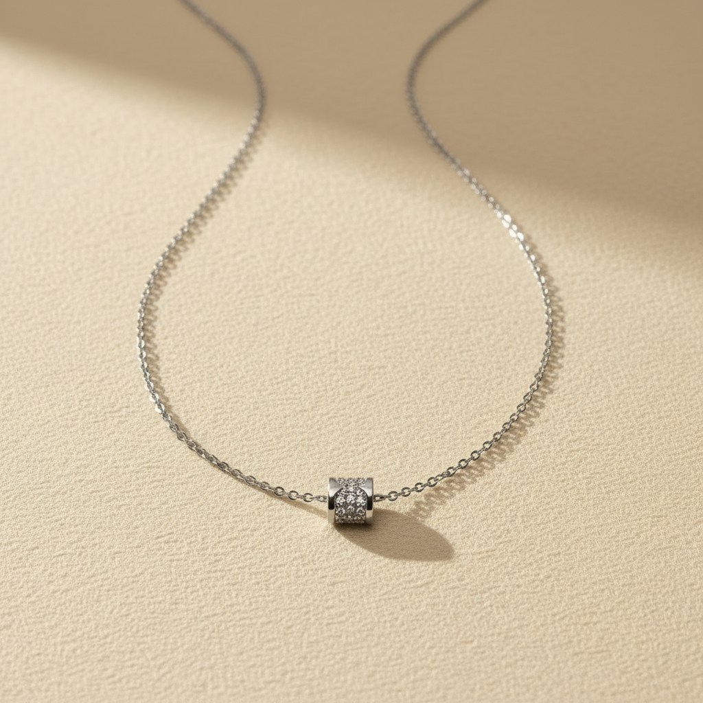 Zilveren cilinder ketting