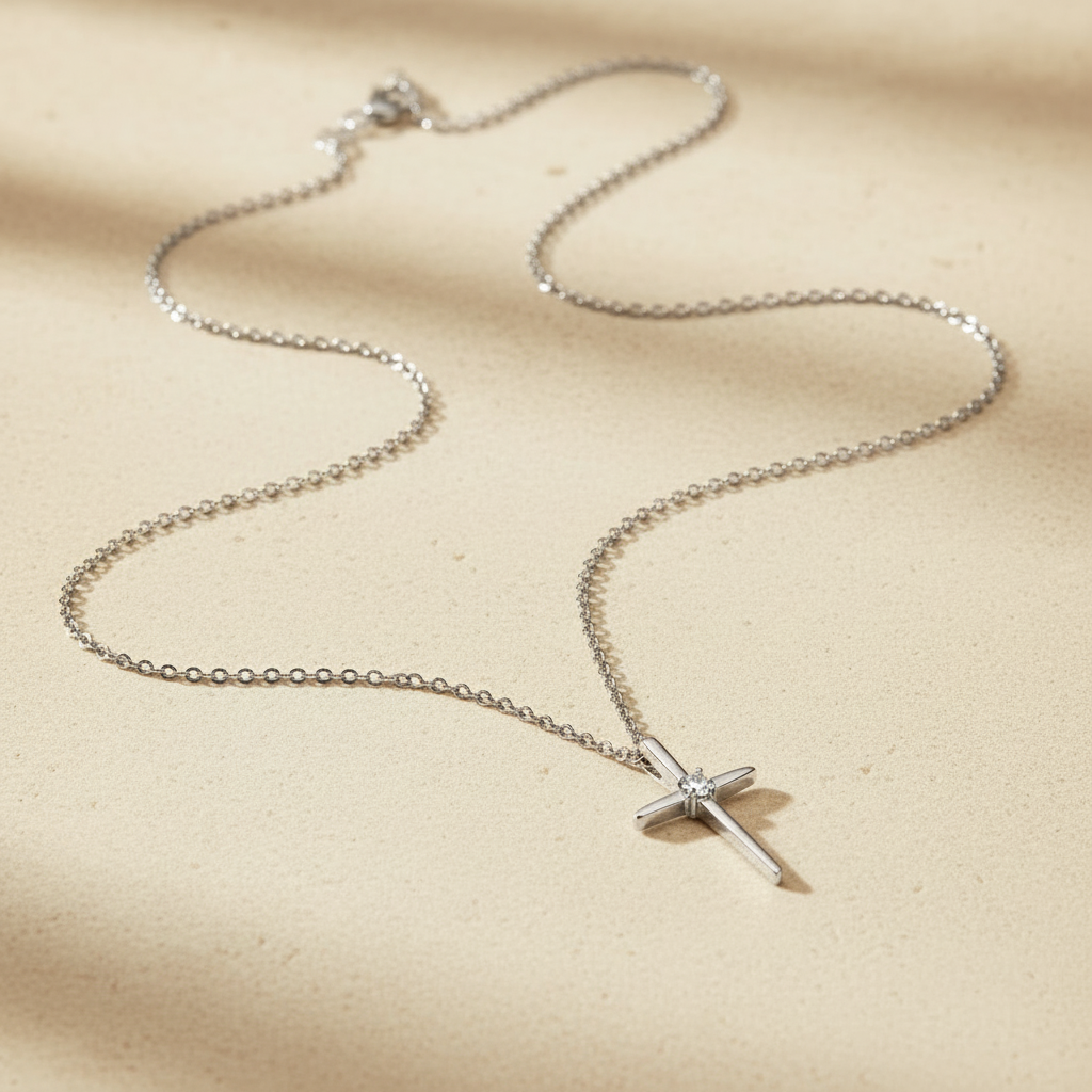 Zilveren kruis ketting